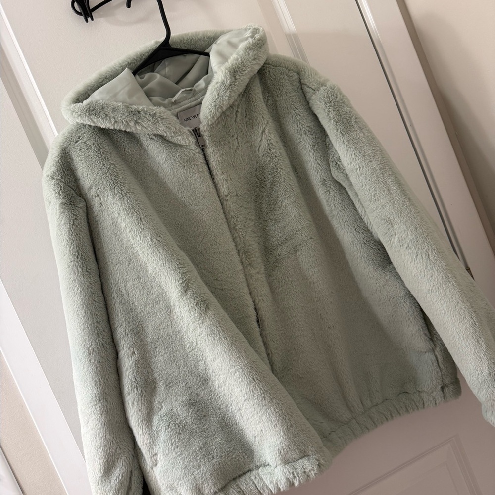 Nine West Light Green Faux Fur Jacket